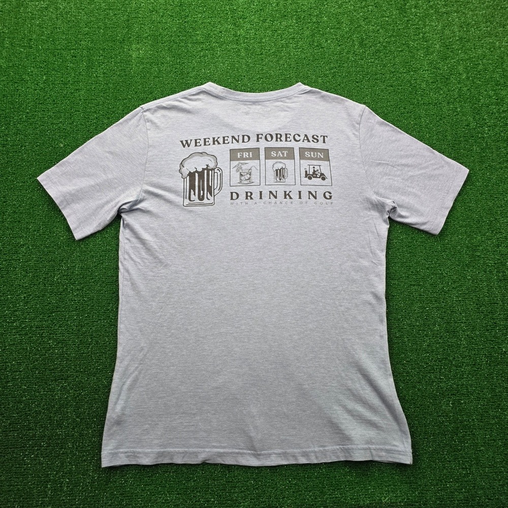 Travis Mathew Shirt Mens Small Blue Weekend Forecast‎ Drinking Golf Graphic Tee